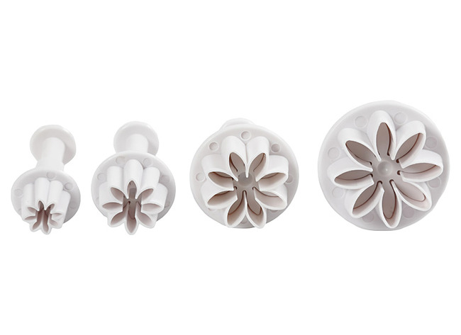Uitsteekvormen - bloemen - kunststof - boetseren - set van 4 assorti