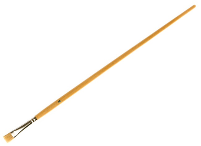 Penselen - plat - lange steel - nr 8 - set van 12
