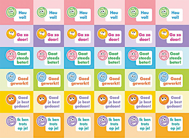 Stickers - aanmoediging - 6 motieven - set van 720 assorti