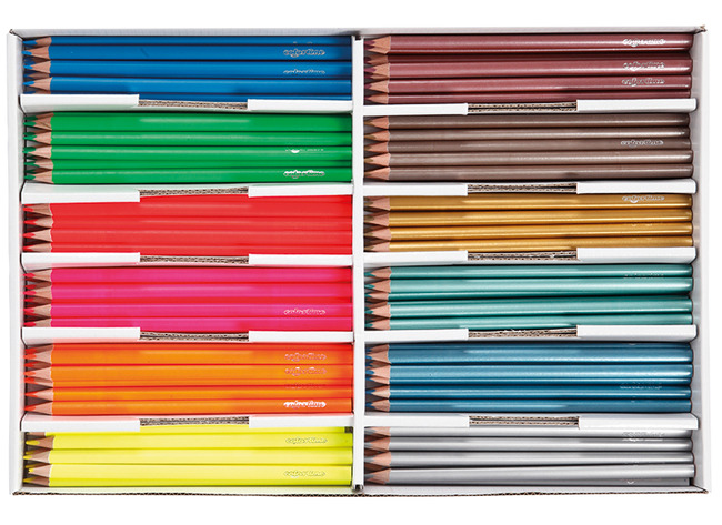 Potloden - kleurpotloden - metallic en neon - klaspak - driekantig - set van 144 assorti