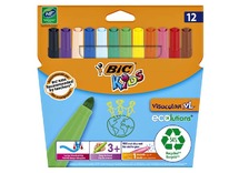 Kleurstift - bic kids - visacolor xl - dikpunters - assortiment van 12kl