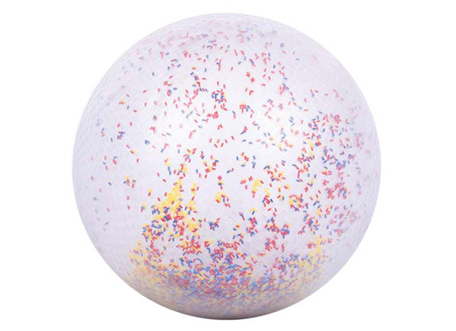 Bal - transparante reuzenbal met kleurrijke snippers - 40 cm diameter - per stuk