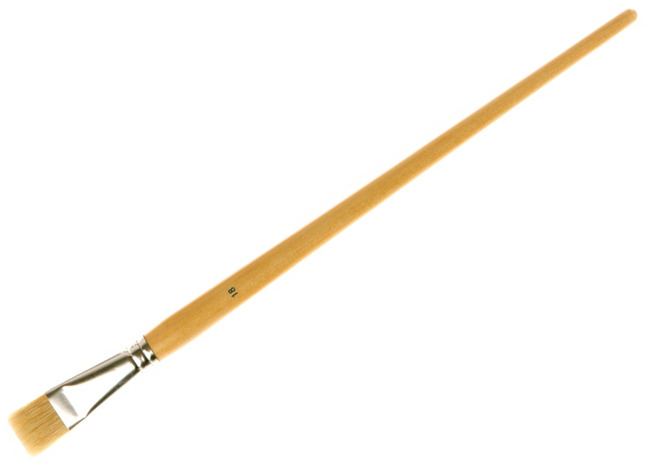 Penselen - plat - lange steel - nr 18 - set van 12
