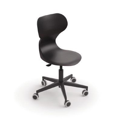 Stoel - Mira - Stervoet Op Wielen - zithoogte 31/41 cm - kuip zwart - per stuk