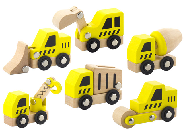 Voertuigen - bouwvoertuigen - Viga - set van 6 assorti