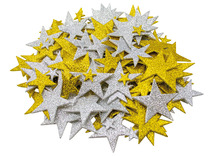 Figuren - ster - foam - glitter - goud/zilver - set van 150 assorti