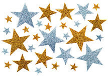 Foam - sterren - glitter - goud/zilver - set van 150 assorti