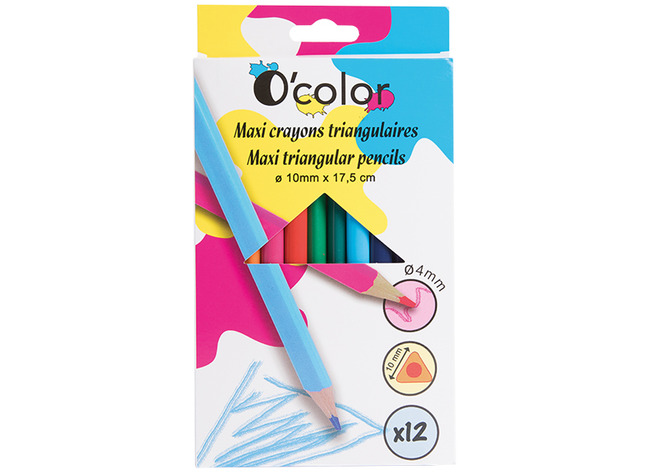 O'color - Crayons Couleur Triang. - Gros Module - Ass/12