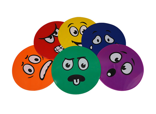 Vloertegel - emoties - smileys - 25 cm - set van 6 assorti