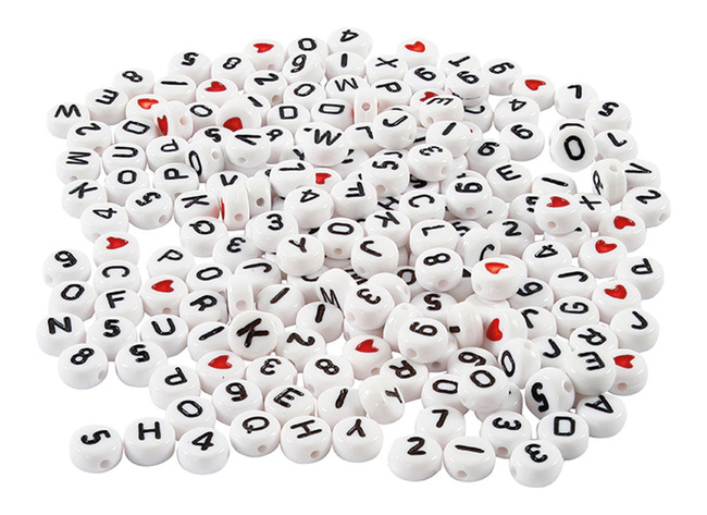 Kralen - letterkralen - wit - alfabet - set van 1500 assorti