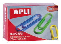 Papierklemmen - Apli - paperclips - 3,2 cm - gekleurd - set van 100