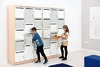 KAST - HOUT - LOCKER - 14 LOCKERS WITGRIJS