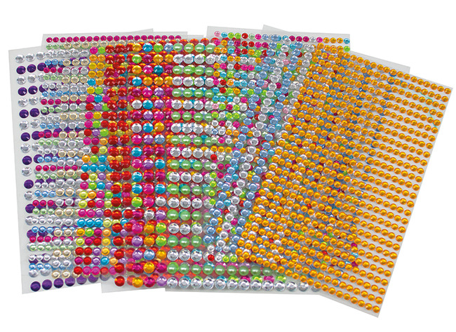 Decoratie - steentjes - strass - 4-6 mm - zelfklevend - metal kleuren - set van 10 vellen assorti