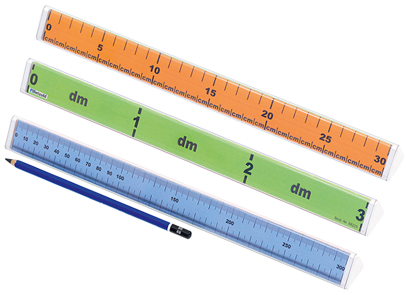 Latten - meetlat driezijdig cm, dm en mm - per stuk Baert