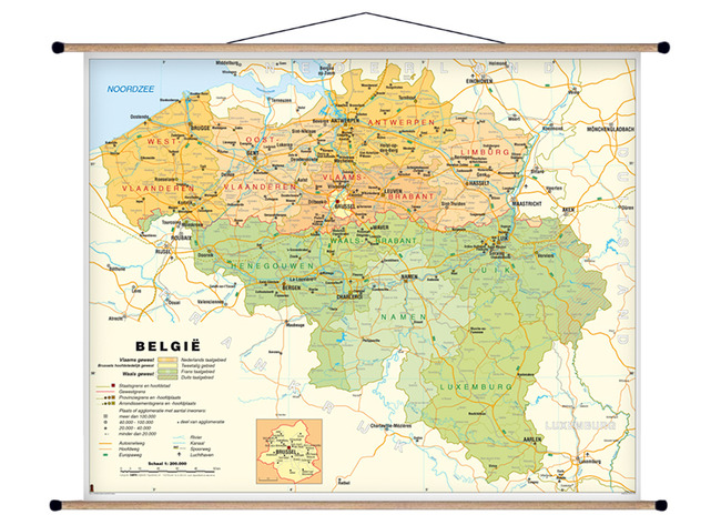 Wereldkaart - muurkaart - België - staatkundig - per stuk