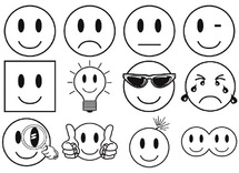 Stempels - beloningsstempels - smiley - set van 12 assorti
