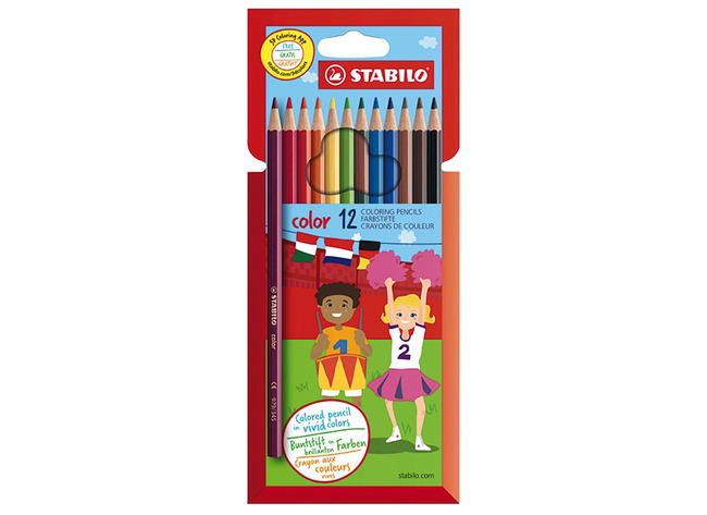 Potloden - kleurpotloden - Stabilo Color - zeshoekig - etui - set van 12 assorti