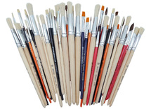 Penselen - plat/rond - hout - voordeelpakket - set van 50 assorti