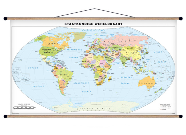 Wereldkaart - muurkaart - wereld - staatkundig - per stuk