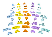 Stickers - foam - transport - zelfklevend - set van 400 assorti