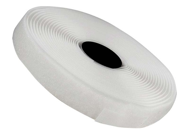 Klittenband - VELCRO - fluweel - wit - zelfklevend - 2 cm x 25 m - op rol - per stuk
