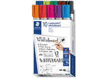 Stiften - whiteboard stiften - Staedtler Lumocolor 351 - ronde punt - 2 mm - set van 10 assorti