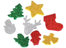 Foam - stickers - kerst glitter - zelfklevend - set van 200 assorti