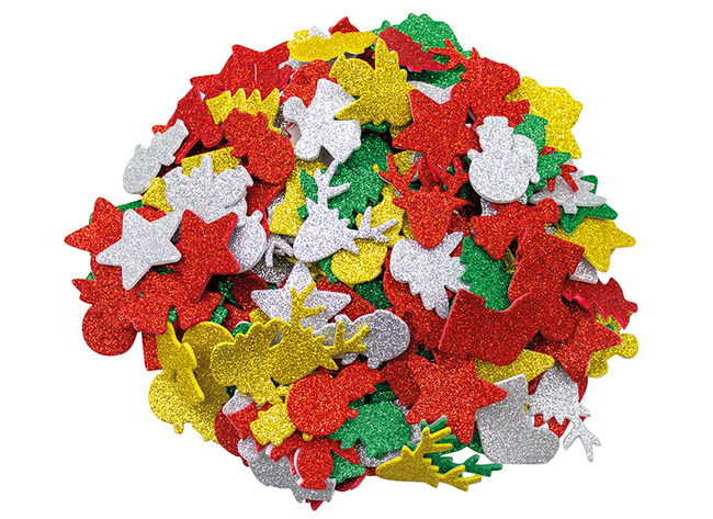 Stickers - foam - kerst - glitter - set van 200 assorti