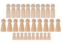 Figuren - hout - Familie - Poppetjes - Set Van 30 Assorti