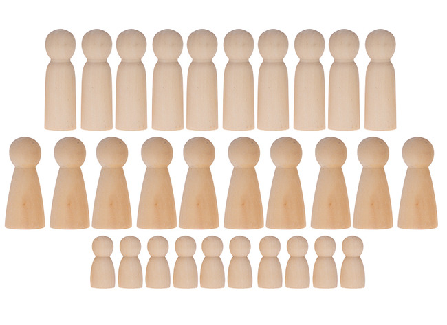 Figuren - hout - Familie - Poppetjes - Set Van 30 Assorti
