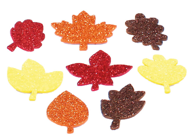 Foam - stickers - bladeren - glitter - zelfklevend - set van 200 assorti