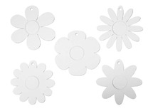 Hangers - karton - bloemen - blanco - set van 15 assorti