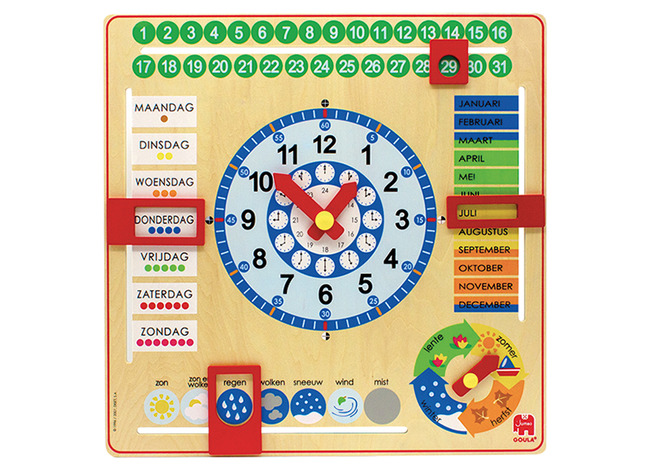 Kalender - Goula - dagen, weken, maanden, seizoenen, het weer, het uur, klok - nederlandstalig - per stuk