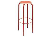 Kruk - Unikleur - 40 cm x 40 cm x 80 cm - onderstel rood - zitoppervlak rood - per stuk