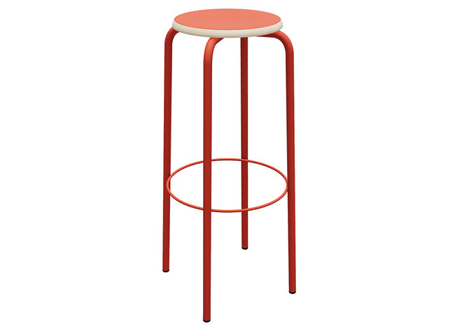 Kruk - Unikleur - 40 cm x 40 cm x 80 cm - onderstel rood - zitoppervlak rood - per stuk