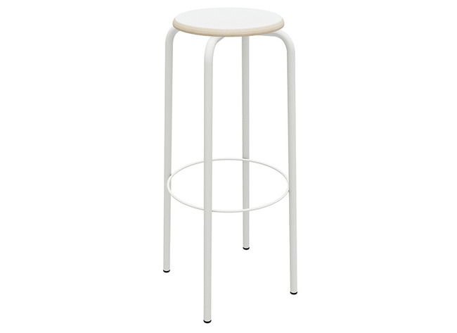 Kruk - Unikleur - 40 cm x 40 cm x 80 cm - onderstel wit - zitoppervlak wit - per stuk