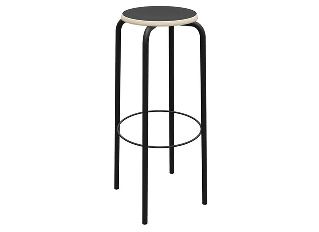 Kruk - Unikleur - 40 cm x 40 cm x 80 cm - onderstel zwart - zitoppervlak zwart - per stuk