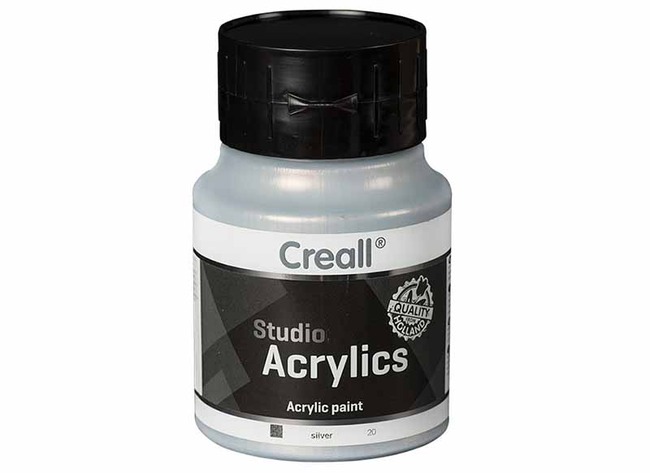 Verf - acrylverf - Creall Studio Acrylics - zilver - fles van 500 ml