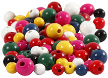 Kralen - hout - gekleurd - rond - mix - pot van 540