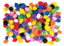Decoratie - pompons - glitter - zelfklevend - 1 cm diameter - set van 150 assorti
