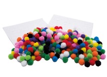 Decoratie - pompons - gekleurd - mini - zelfklevend - 1 cm diameter - set van 200