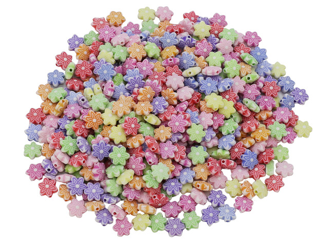 Perles - plastique - fleurs - set de 1000