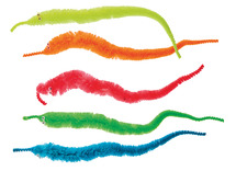 Cadeautje - twisty wormen - pluizige slangen - set van 5 assorti