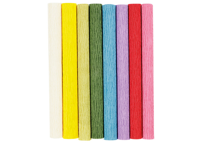 Knutselpapier - crêpepapier - basiskleuren - set van 8 assorti
