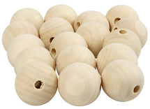 Kralen - hout - naturel - 3 cm diameter - set van 50