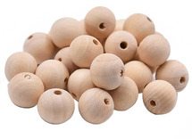 Kralen - hout - naturel - 2 cm diameter - set van 100