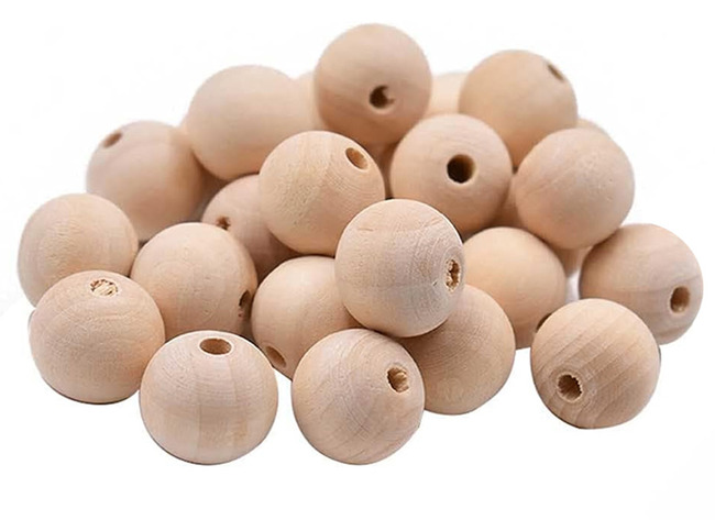 Kralen - hout - naturel - 2 cm diameter - set van 100