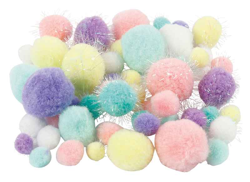 Me Poëzie Acteur Decoratie - pompons - gekleurd - pastel - 1,5 tot 4 cm diameter - set van  400 g assorti - Baert