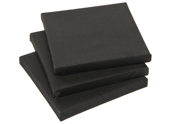 CANVAS - SCHILDERPANELEN - ZWART - VIERKANT - SET VAN 3
