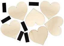 Vormen - hart - hout - met magneetstrip - set van 12